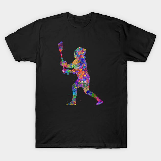 Lacrosse player watercolor T-Shirt by Yahya Art